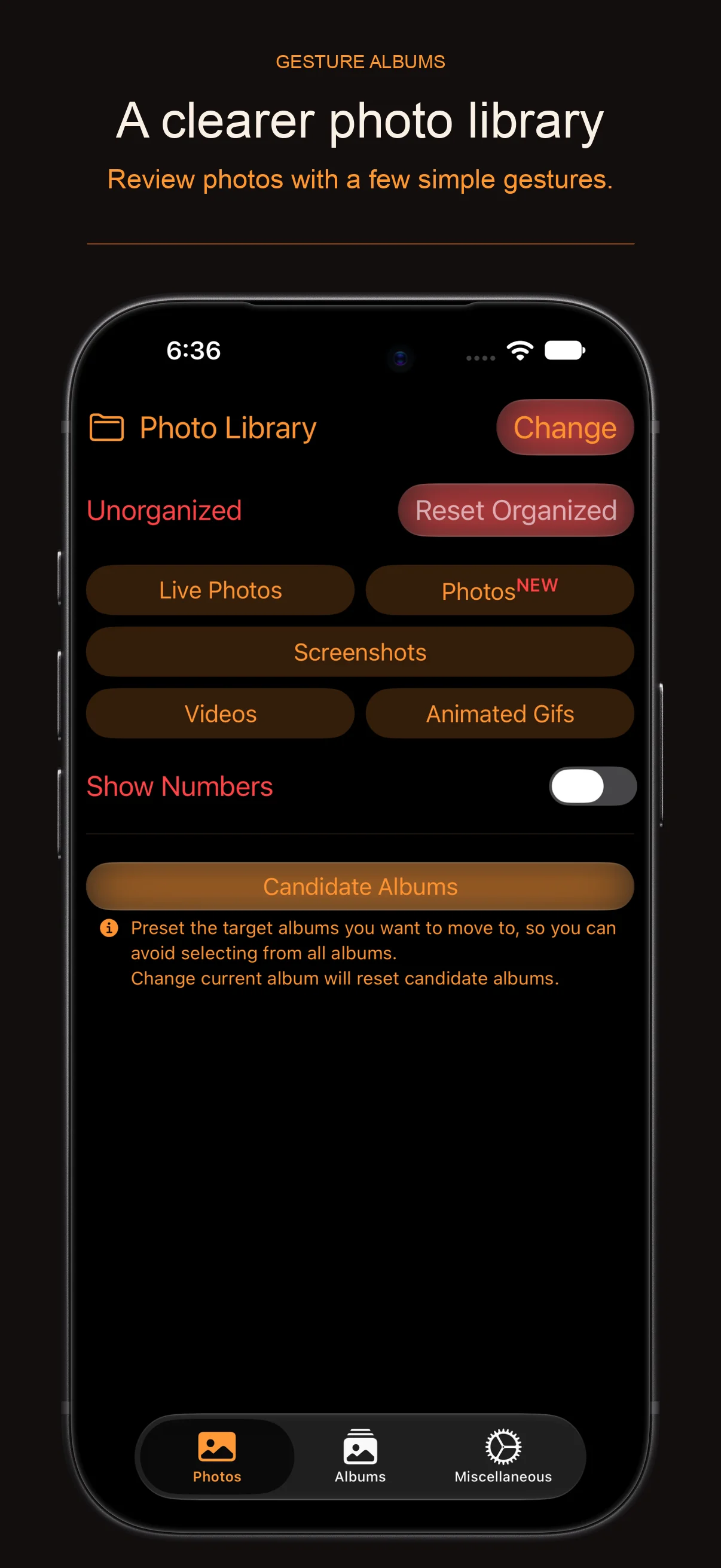 A clearer photo library in Gesture Albums for iPhone