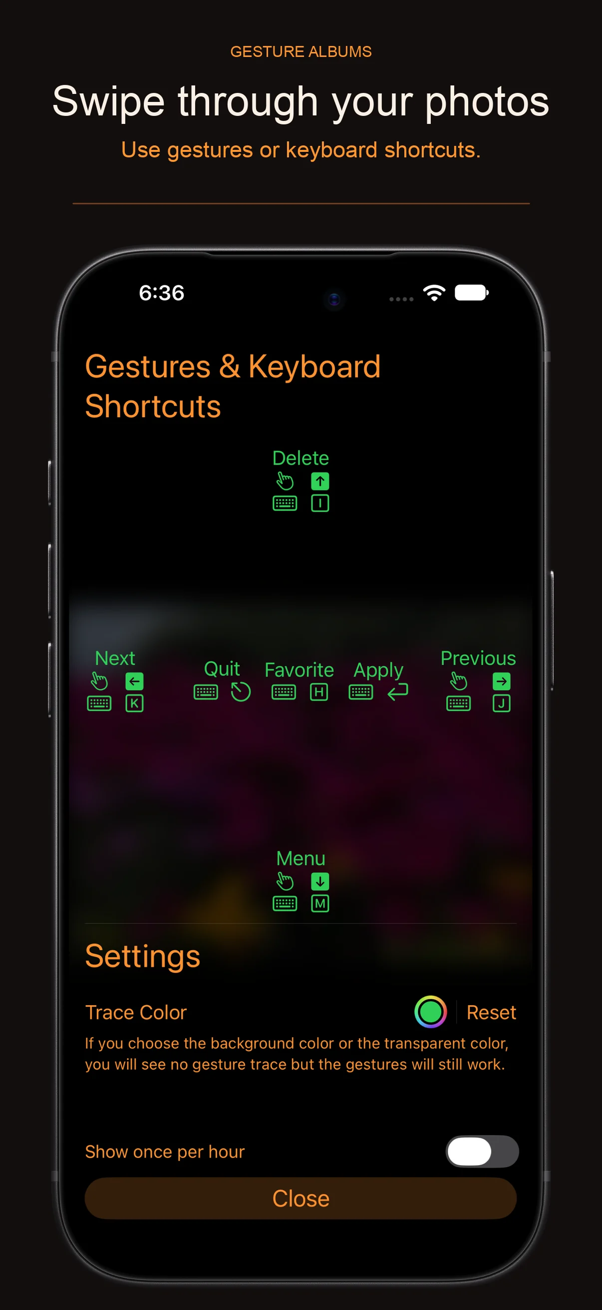 Swipe through photos in Gesture Albums for iPhone
