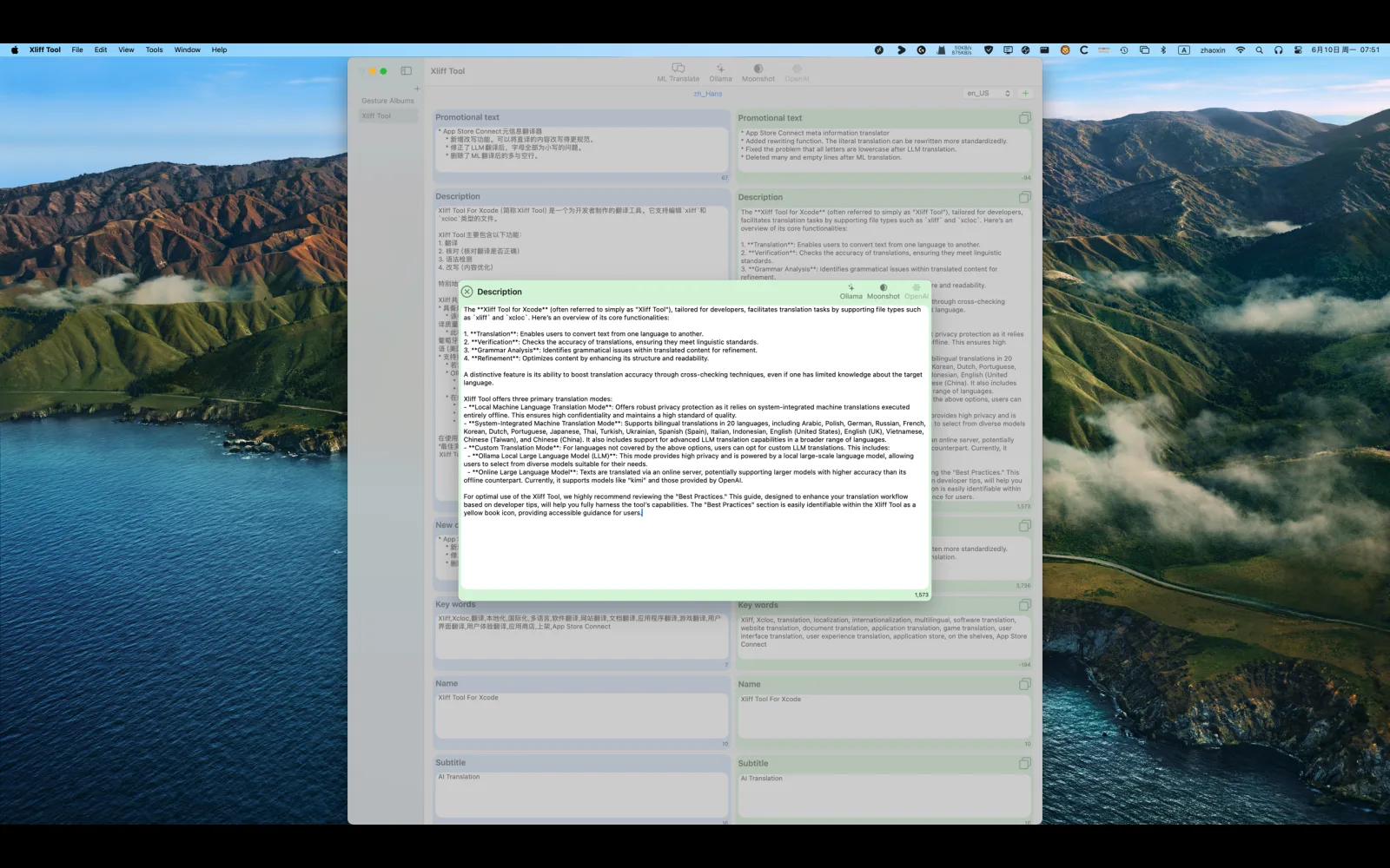 Reviewing translation content in context